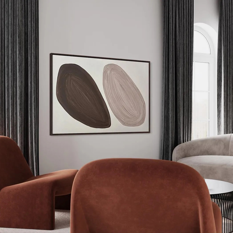 HW.piant原创手绘《双笙》侘寂风客厅极简装饰画玄关艺术抽象挂画