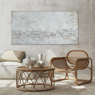 HW.ART手绘油画《日以远兮》客厅侘寂风装饰画玄关简约抽象画手工