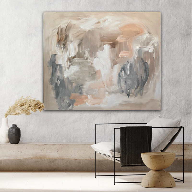 paint原创手绘《dream》客厅油画抽象装饰画玄关横幅立体挂画