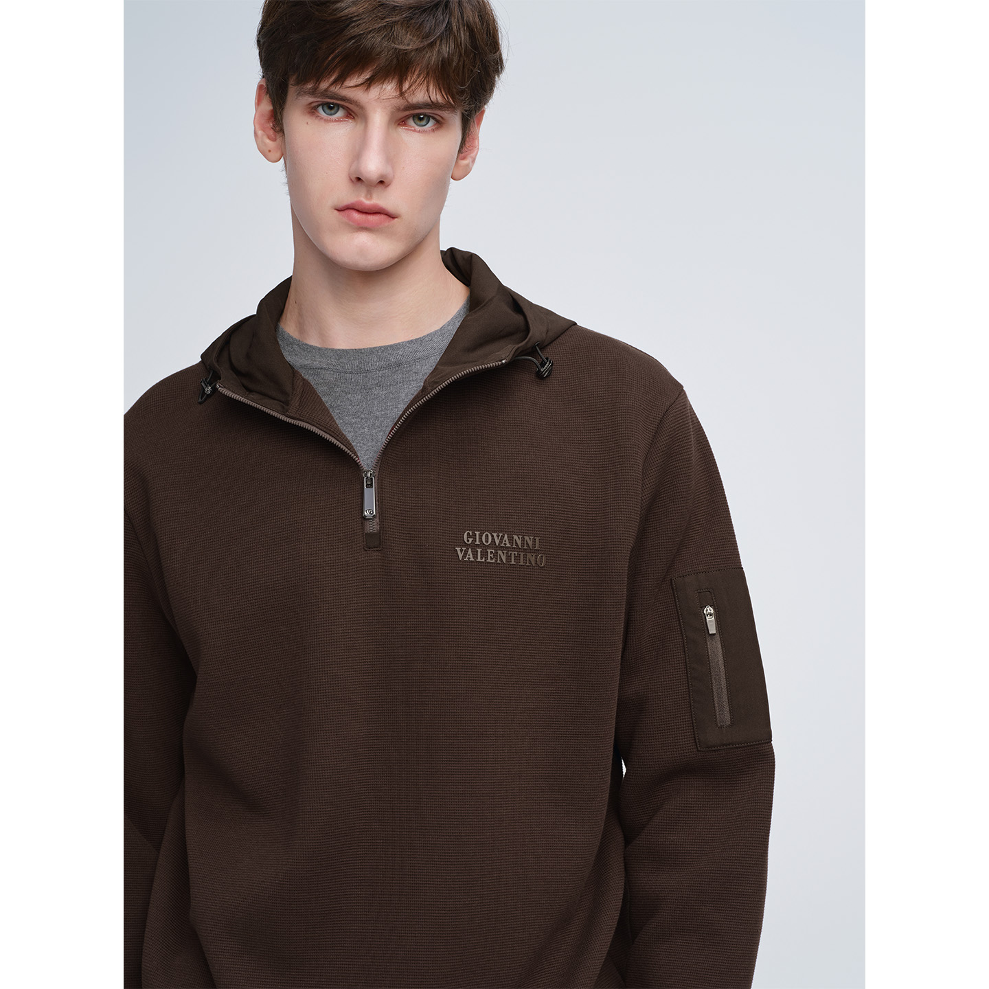 卓凡尼·华伦天奴半拉链连帽卫衣