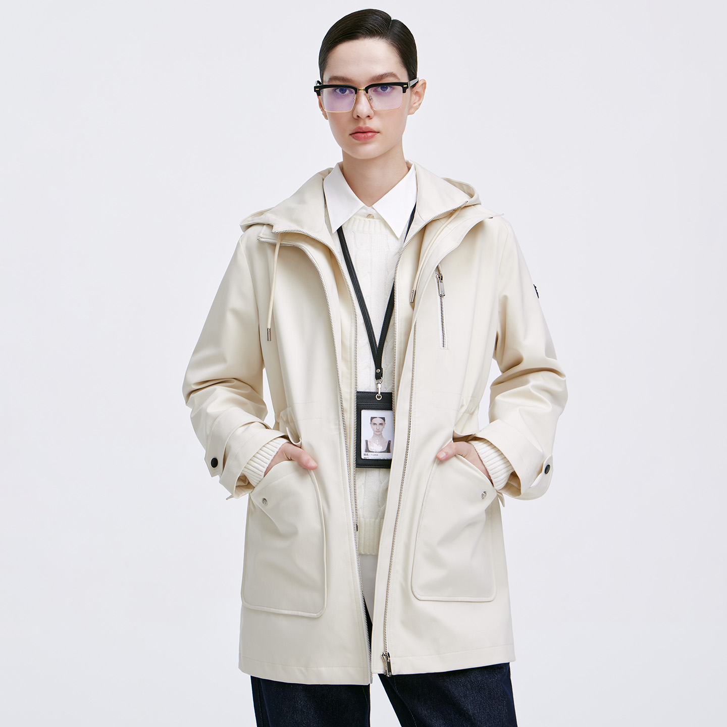 卓凡尼·华伦天奴连帽风衣女外套