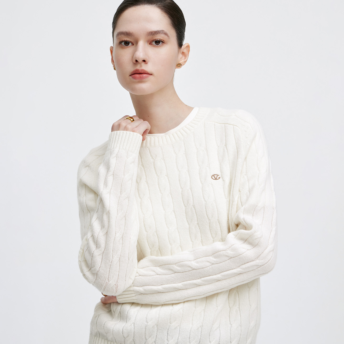 卓凡尼·华伦天奴羊毛圆领针织衫