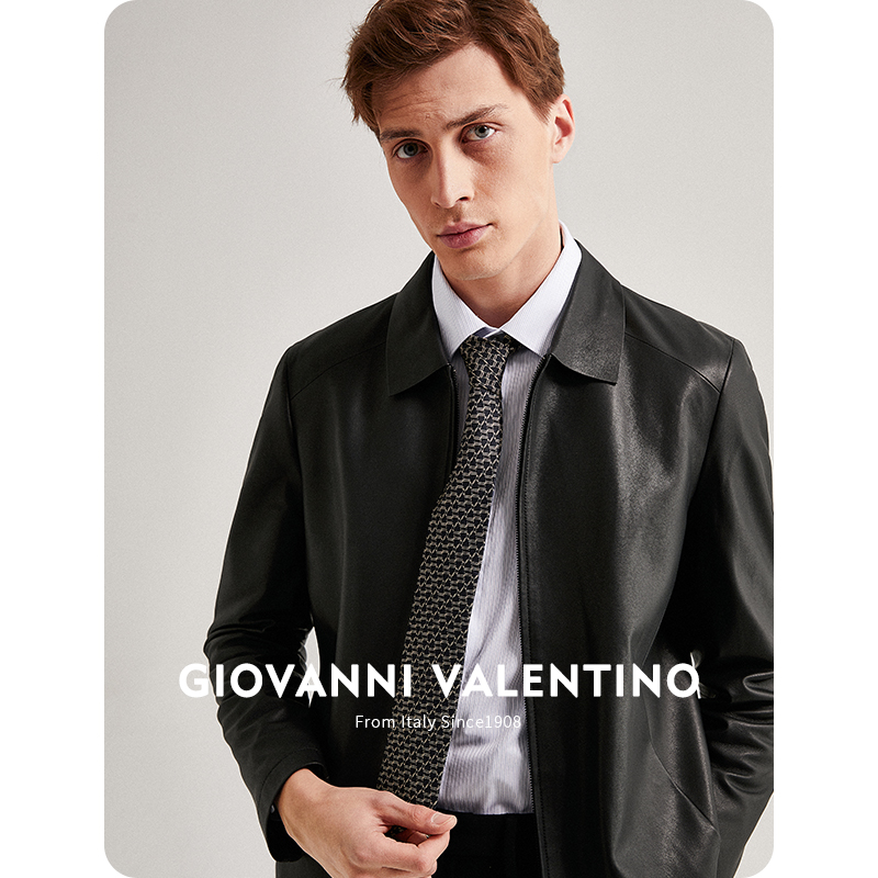 GIOVANNIVALENTINO翻领皮衣外套