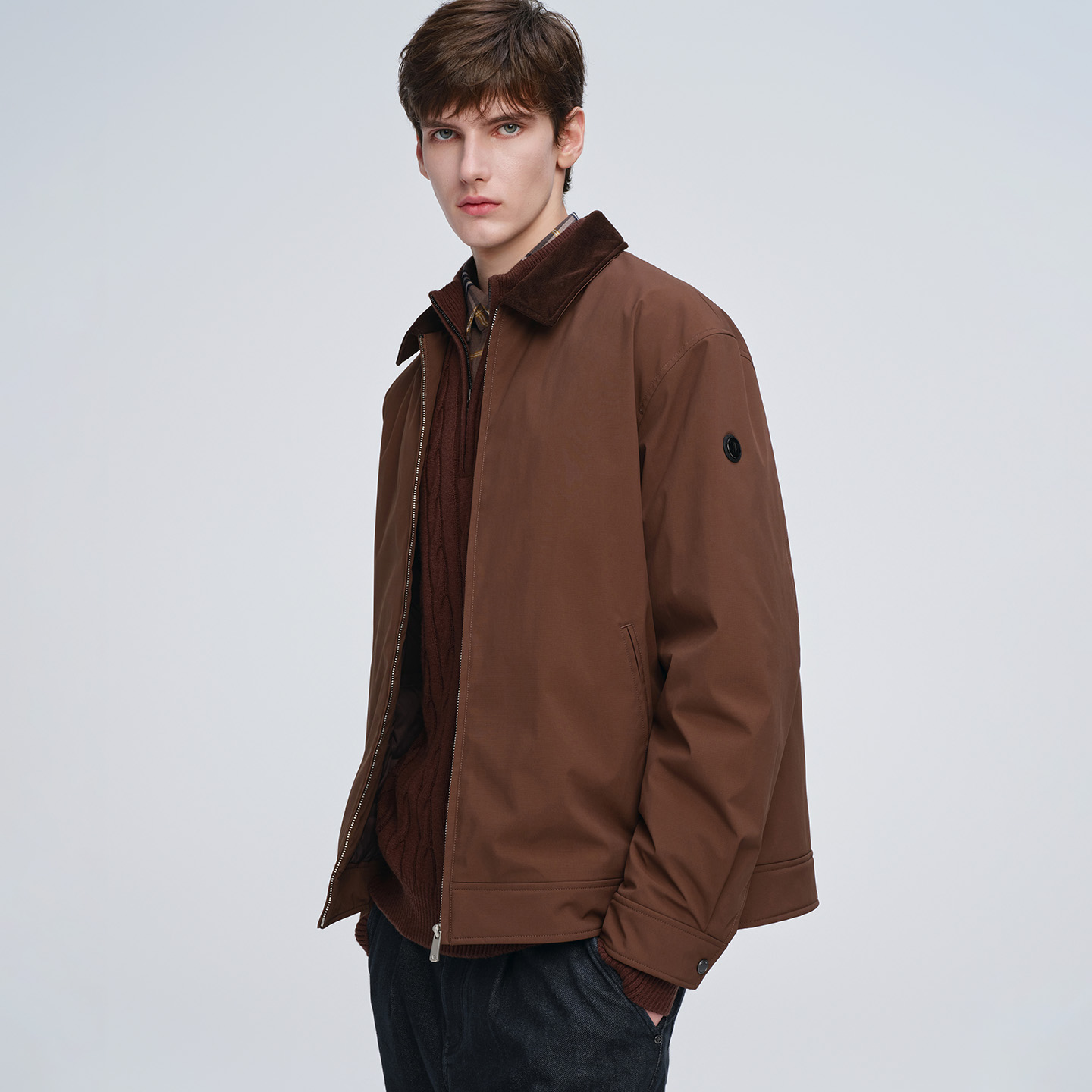 卓凡尼·华伦天奴翻领羽绒服夹克