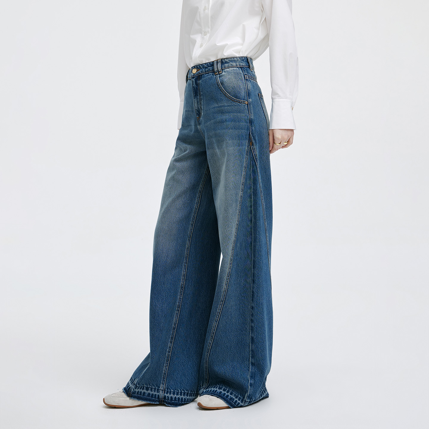 卓凡尼·华伦天奴阔腿牛仔长裤