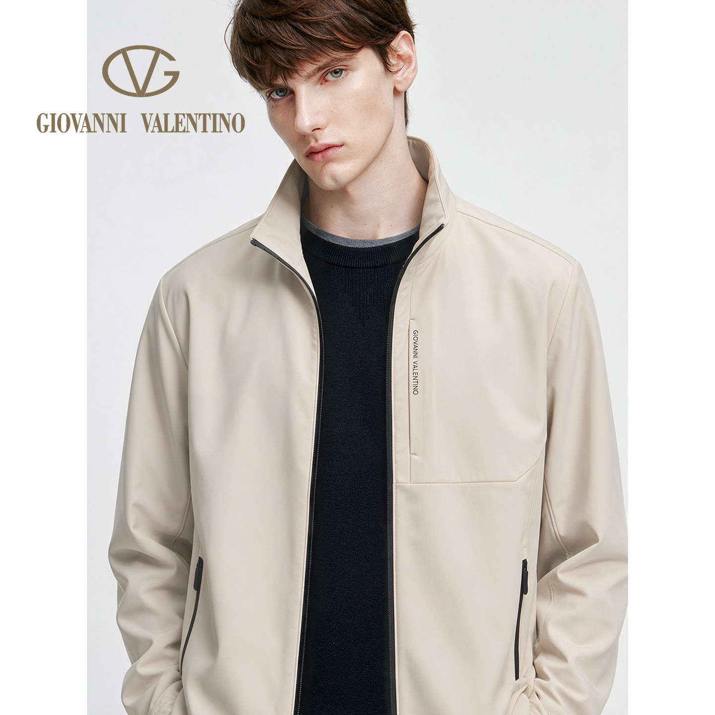 GIOVANNI VALENTINO秋冬季男士立领夹克内里加绒休闲户外通勤外套