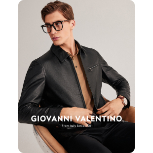 机车皮夹克 牛皮短款 GIOVANNI VALENTINO真皮皮衣外套男高级感春季