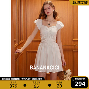 复古收腰短裙显瘦休闲A字连衣裙 BANANA CICI2025年夏季 新款 法式