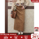 【王鹤润同款】BANANA CICI2025年冬季灯芯绒直筒高腰长款半身裙