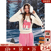 原创BC长腿猫绣花圆领套头正肩毛衣针织衫 BANANA CICI2025年冬季