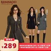 所有女生 衣橱直播间 BANANA CICI假两件连衣裙 V领连衣裙