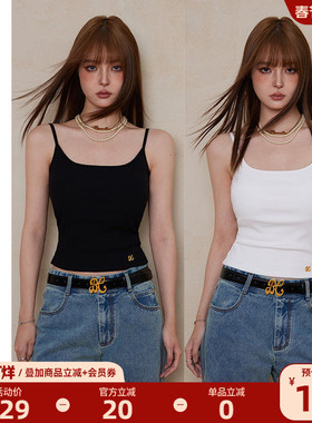 BANANA CICI2026年春季新款百搭可拆卸胸垫遮副乳背心白色吊带