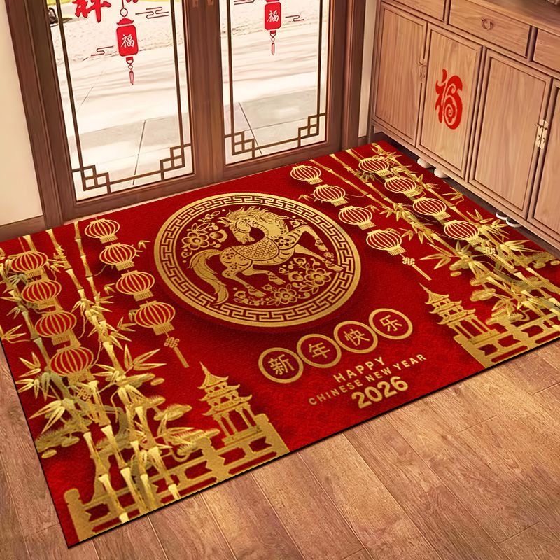 马年地垫迎春新年红色门垫