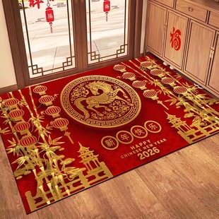 马年地垫迎春新年红色门垫卫生间门口进门门厅防滑垫结婚装饰地毯
