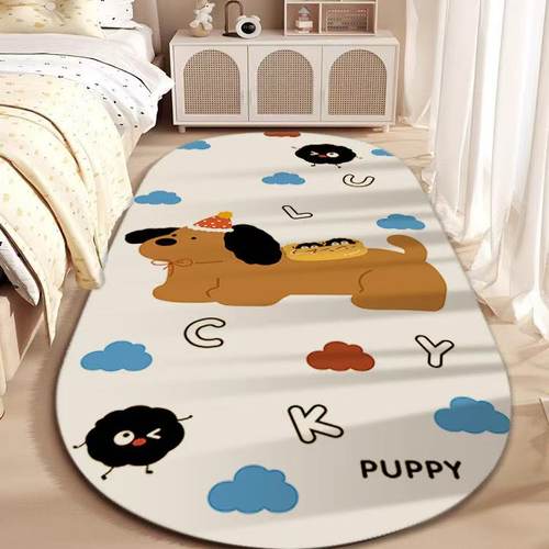 卡通小狗地垫地毯女孩床边