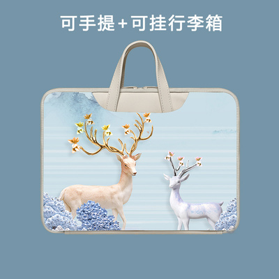 手提电脑包女适用联想华硕15.6华为14寸matebook13苹果macbooka笔记本13.3小米pro可爱小清新ins袋平板卡通包