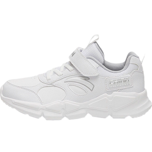 安踏童鞋儿童小白鞋春秋男童白色网面透气运动鞋小学生轻便跑步鞋