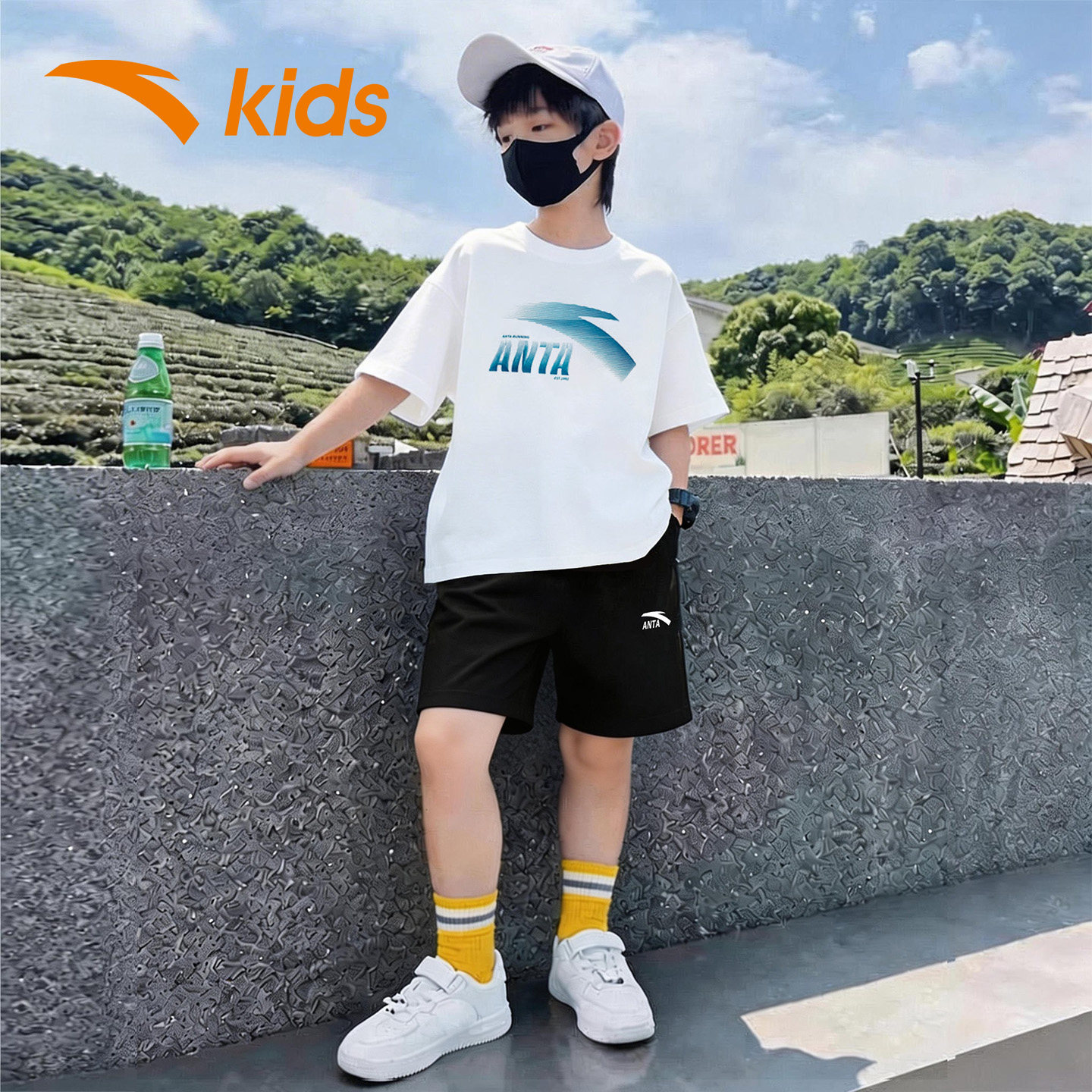 安踏童装男大童短袖套装夏季
