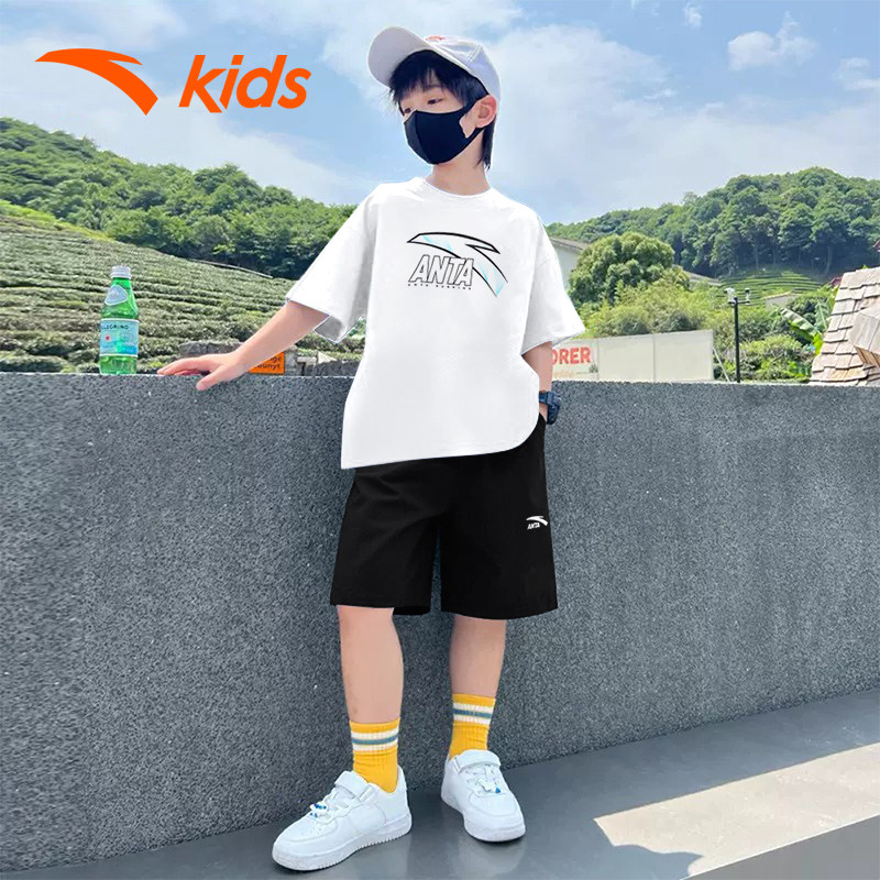 安踏童装男童运动套装夏季儿童短袖大童速干衣服2026新款t恤短裤