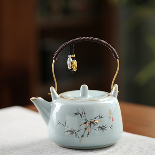 陶瓷官窑泡茶提梁茶壶家用办公室中式功夫茶具茶水壶泡茶器单茶壶