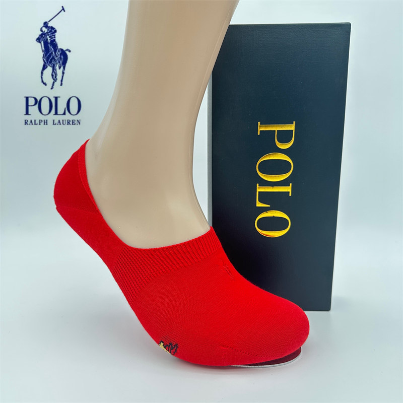 POLO红袜子男本命年船袜蛇年春夏棉袜吸汗防臭透气大红色浅口短袜