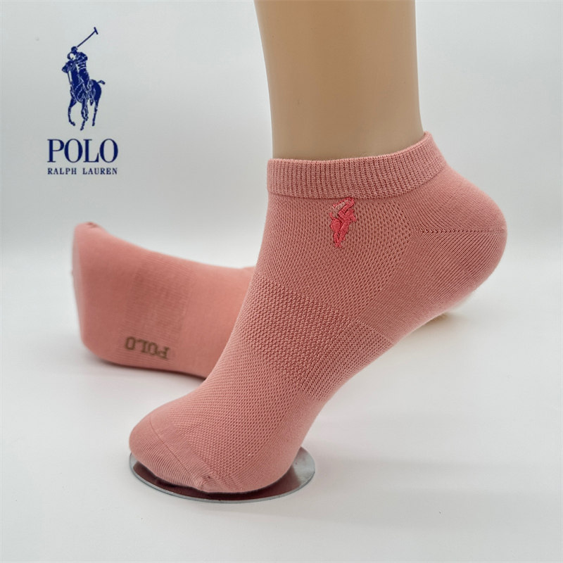 POLO女生短袜薄款夏季新款百搭透气防臭短筒纯棉女袜不掉跟女船袜