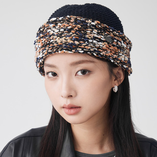 clásico混色针织拼接撞色针织渔夫帽秋冬保暖个性百搭卷边冷帽