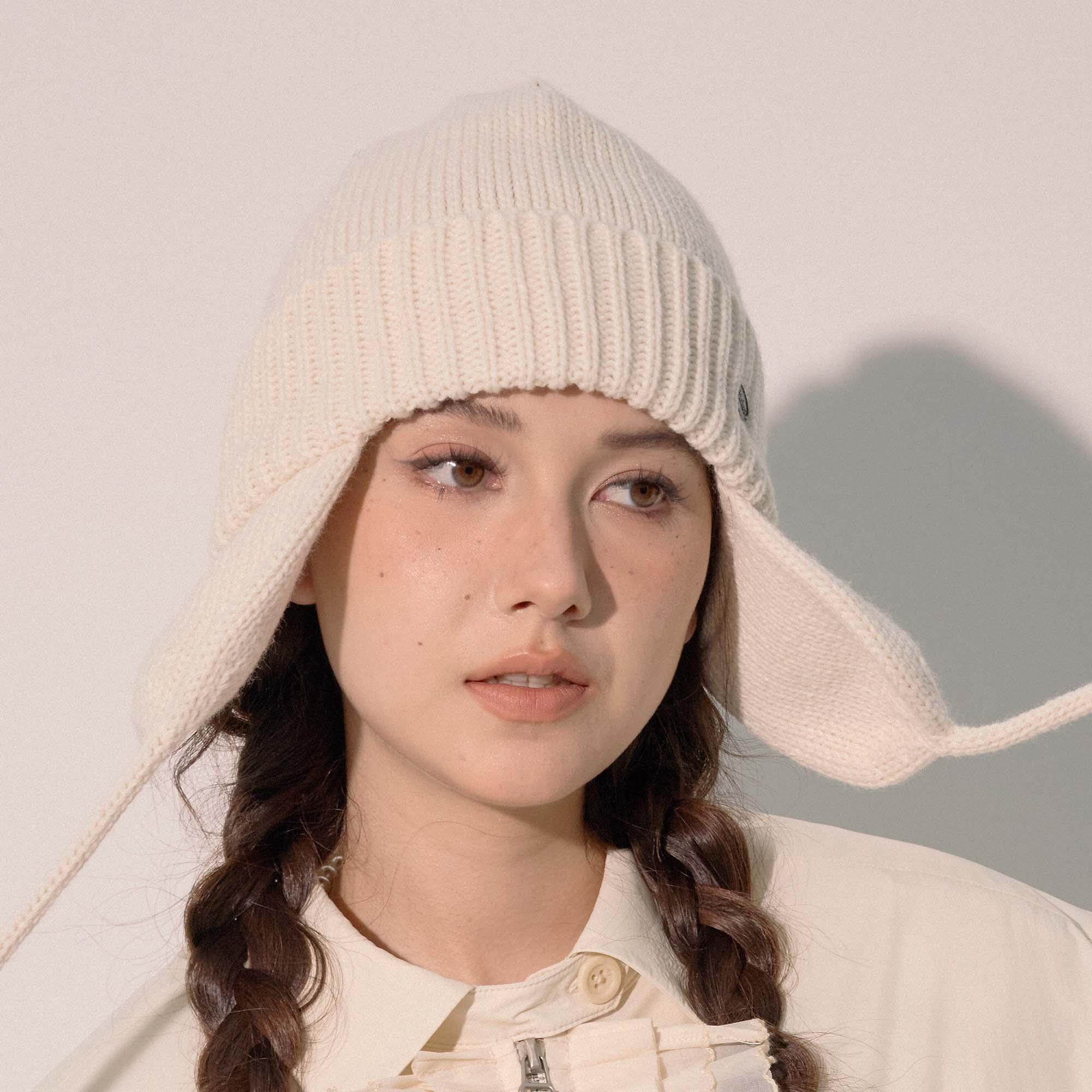 clásico绵羊毛针织绑带护耳帽子秋冬保暖护耳飞行帽滑雪雷锋帽