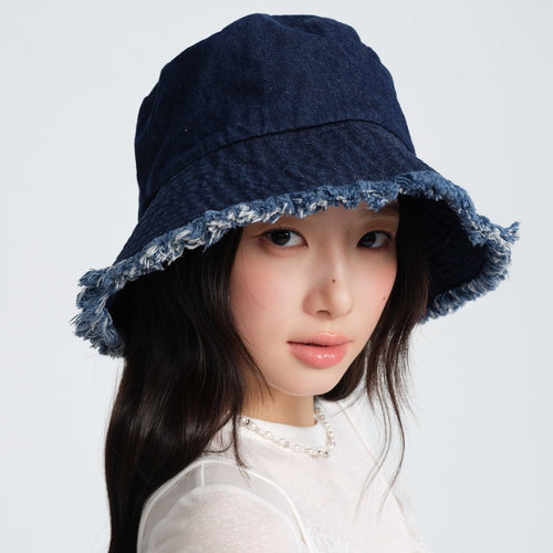 春夏牛仔风毛边渔夫帽女显脸小