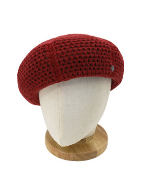 clásico针织勾花安可拉红贝雷帽秋冬粗针织毛线帽贝雷帽