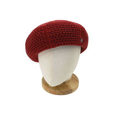 秋冬粗针织安可拉红贝雷帽