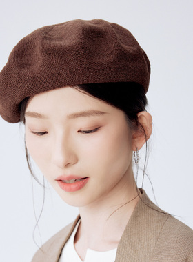 clasico 原创设计亚麻贝雷帽子休闲百搭透气画家帽可调节春夏男女