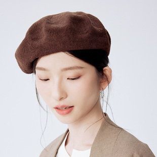 clasico 原创设计亚麻贝雷帽子休闲百搭透气画家帽可调节春夏男女