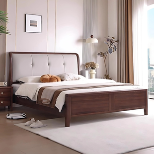 北美黑胡桃木2×2.2米实木床宋氏美学1.8米主卧大床中式 1.5双人床