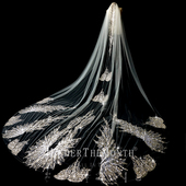 长款 新款 结婚头纱韩式 大拖尾带遮面亮片主婚纱头纱酒店婚礼头纱