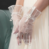 Белое свадебное платье для невесты, кружевные перчатки, блестки для ногтей из жемчуга, реквизит для фотографии, аксессуар