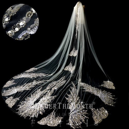 月下相恋新娘结婚重工头纱