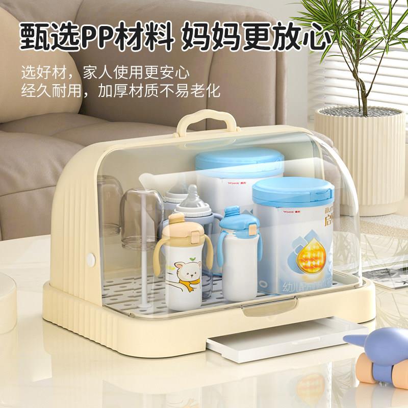 奶瓶收纳盒防尘沥水婴儿置物架宝宝餐具箱专用架婴儿用品储存架子