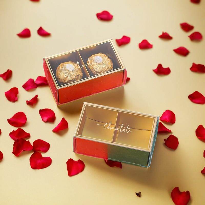 金色Ferrero2粒装巧克力开窗塑料盒满月周岁生日结婚喜糖空盒子