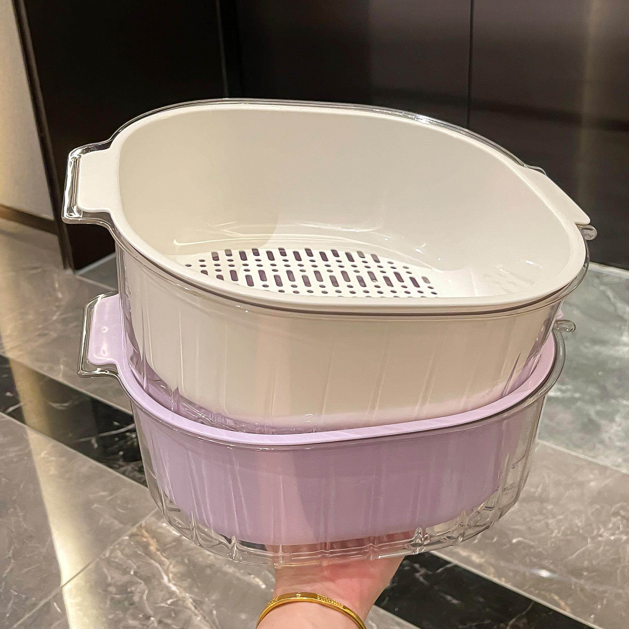 厨房双层洗菜盆沥水篮家用客厅塑料水果盘加厚滤水菜篓淘米洗菜篮