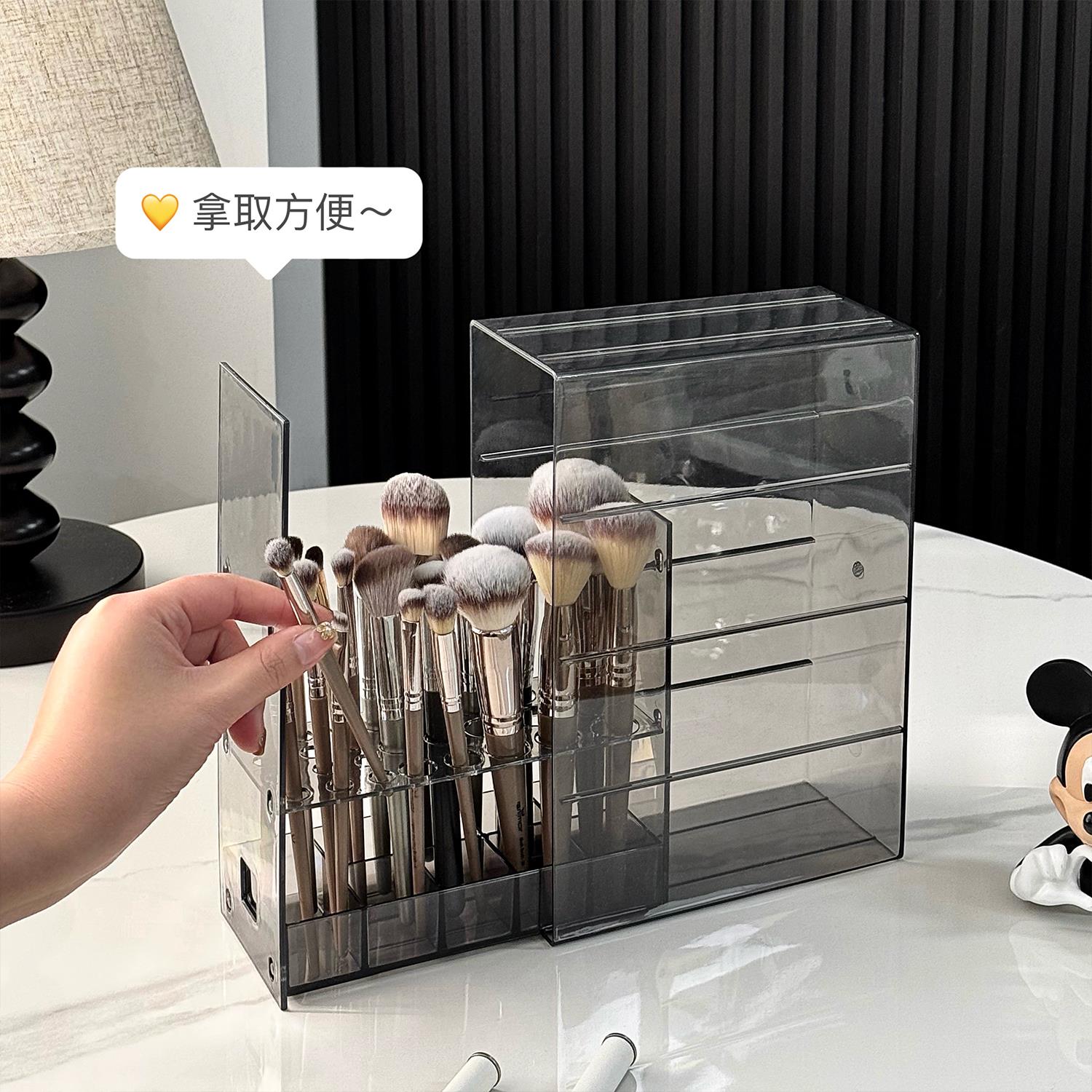 化妆刷收纳盒亚克力大容量粉底刷眉笔桶化妆品口红分格防尘置物架
