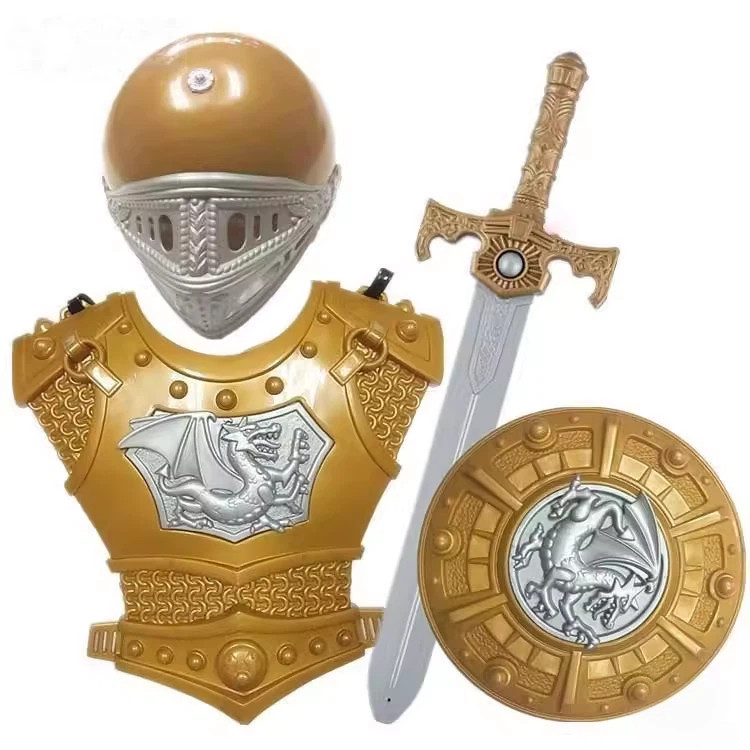 儿童玩具刀剑盾牌男孩子古代盔甲龙骑士服装套装铠甲勇士套装衣服图片