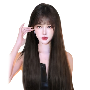 假发全头套女财阀千金黑长直前额蕾丝仿真发无痕蓬松齐刘海假发套