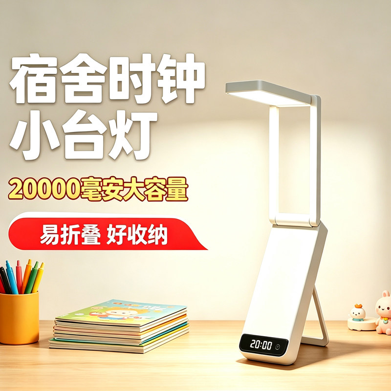 桌面小台灯学习专用折叠式大容量电池长续航便携宿舍护眼阅读台灯