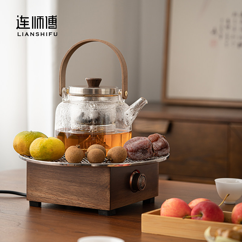 围炉煮茶家用室内全套黑晶炉煮茶花茶茶具套组网红玻璃茶壶煮茶器