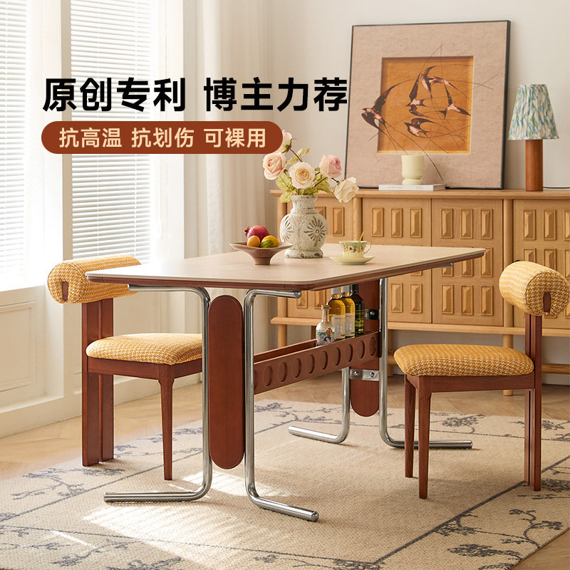 卡熙缇岩板川溪餐桌法式覆古小户型布伦特长方形实木饭桌2025新款,住宅家具,岩板餐桌,淘宝优惠券,粉丝福利购,淘宝优惠卷