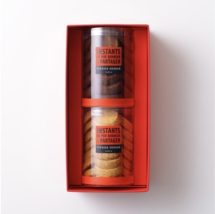 日本进口法国PIERRE HERME烘培香草曲奇和巧克力曲奇组合套装礼盒