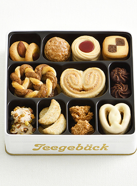 【直邮】日本进口juchheim黄油曲奇饼干坚果铁盒装礼盒方盒升级款