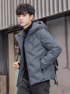 保暖上衣2025新款 韩版 百搭痞帅外套 潮牌冬季 轻薄连帽羽绒服男士