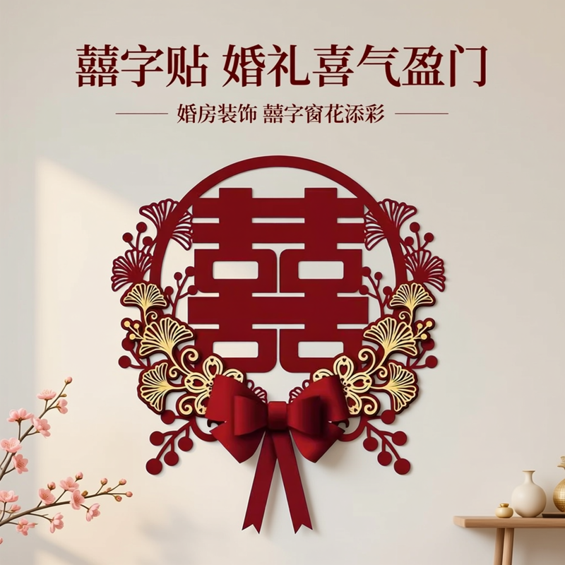 喜字贴结婚专用卧室门贴窗花婚房装饰墙贴纸大门囍字婚礼布置用品婚庆用品蝴蝶婚房布置新潮喜庆创意婚礼装饰,文具电教/文化用品/商务用品,贴纸/立体贴纸,淘宝优惠券,粉丝福利购,淘宝优惠卷